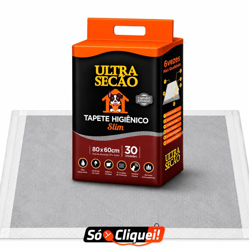 Kit 30 Tapetes Tapete Higiênico Slim Ultra Secão Carvão Ativado Alta Absorção 80x60cm Great Pets