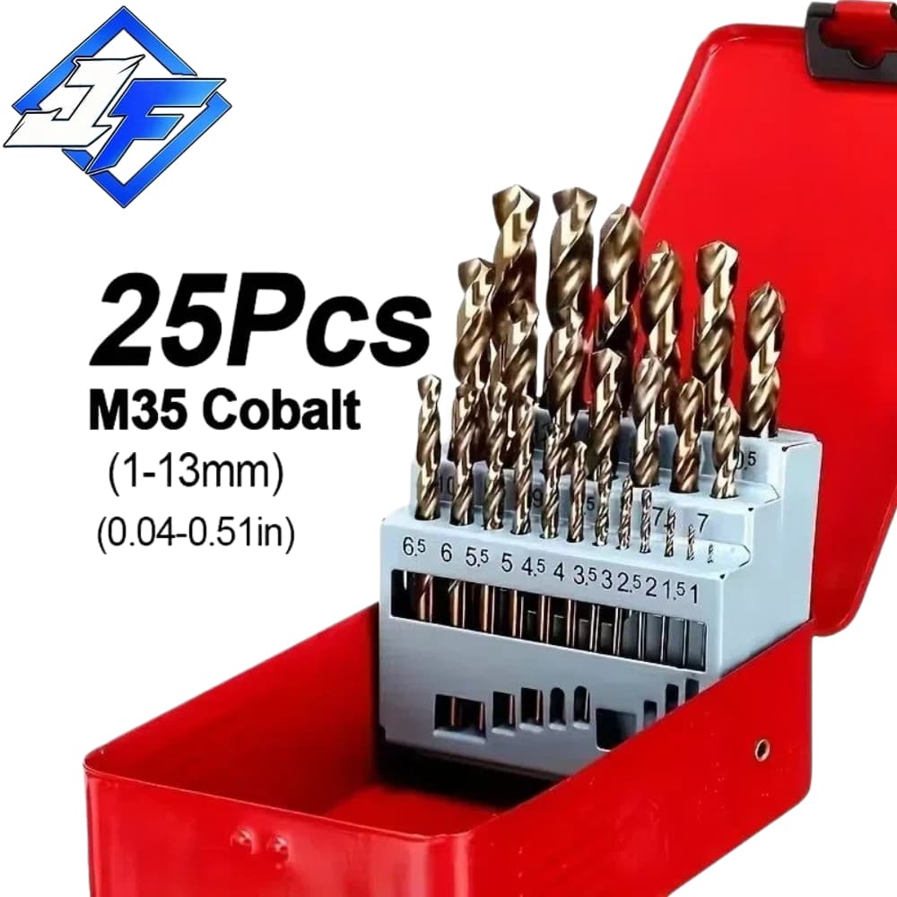 Kit 25 Peças Broca HSS Aço Rápido p/ Ferro e Metal - Jogo de Brocas para Furadeira Profissional
