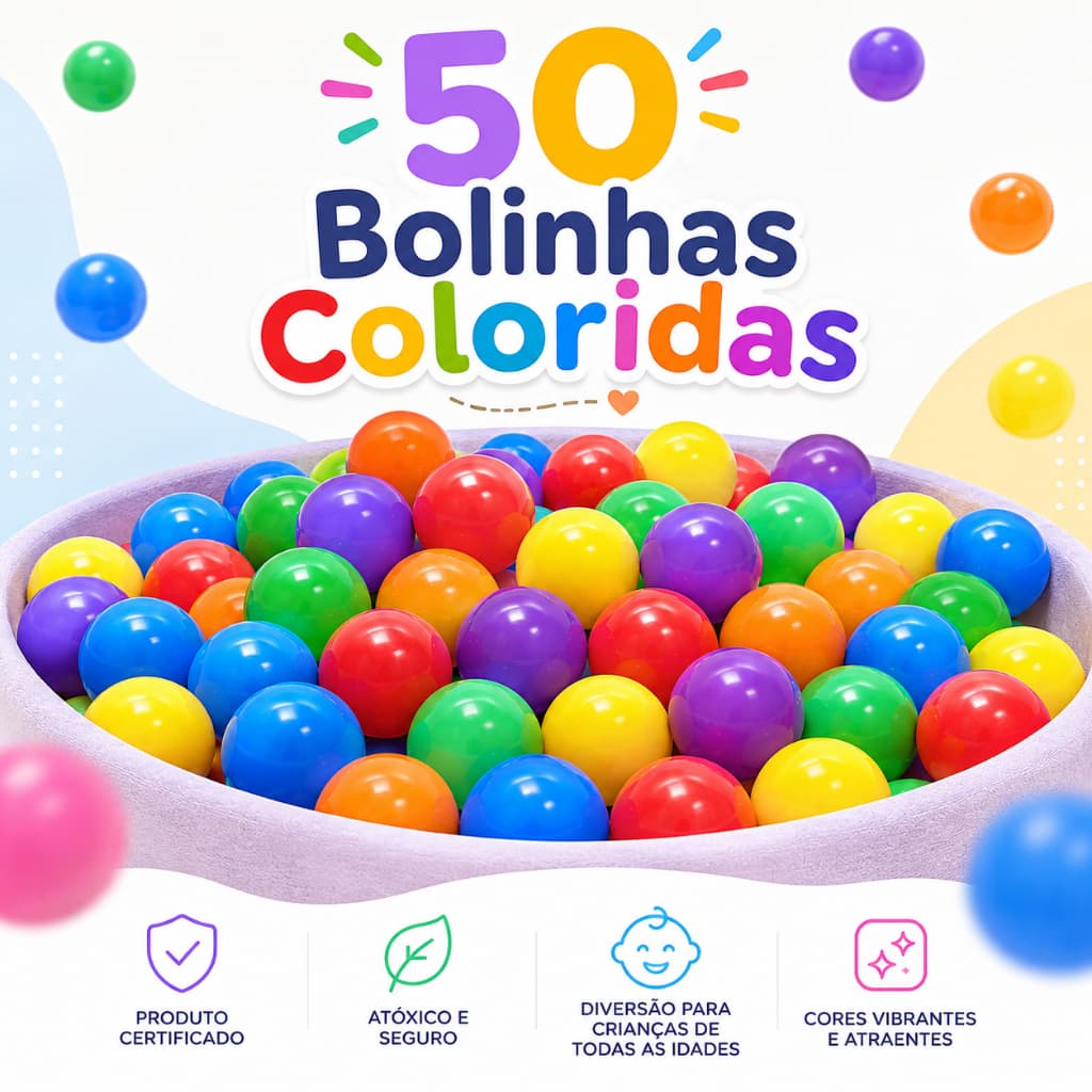 Bolinhas Coloridas Para Piscina 50 Unidades Infantil