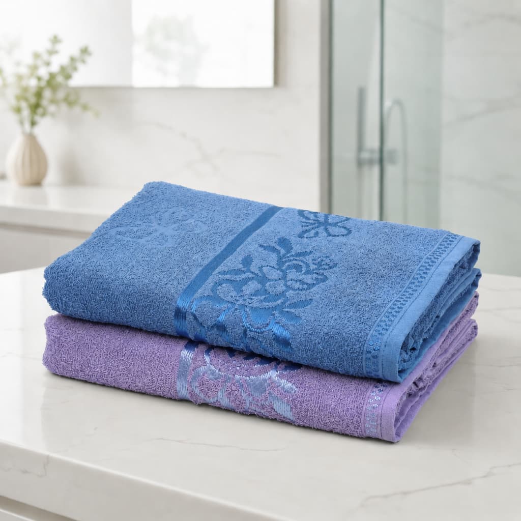 KIT 2 Toalha de Banho Garden 100% Algodão Macia Absorvente Jacquard Floral 75x130cm Artelar