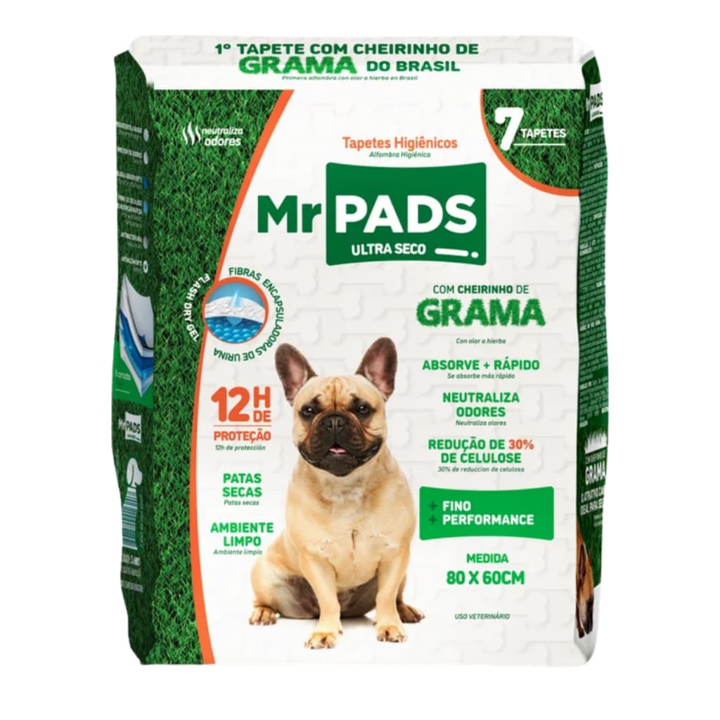 Tapete Higiênico Mr Pads Grama 80x60cm Procão 7 unidades