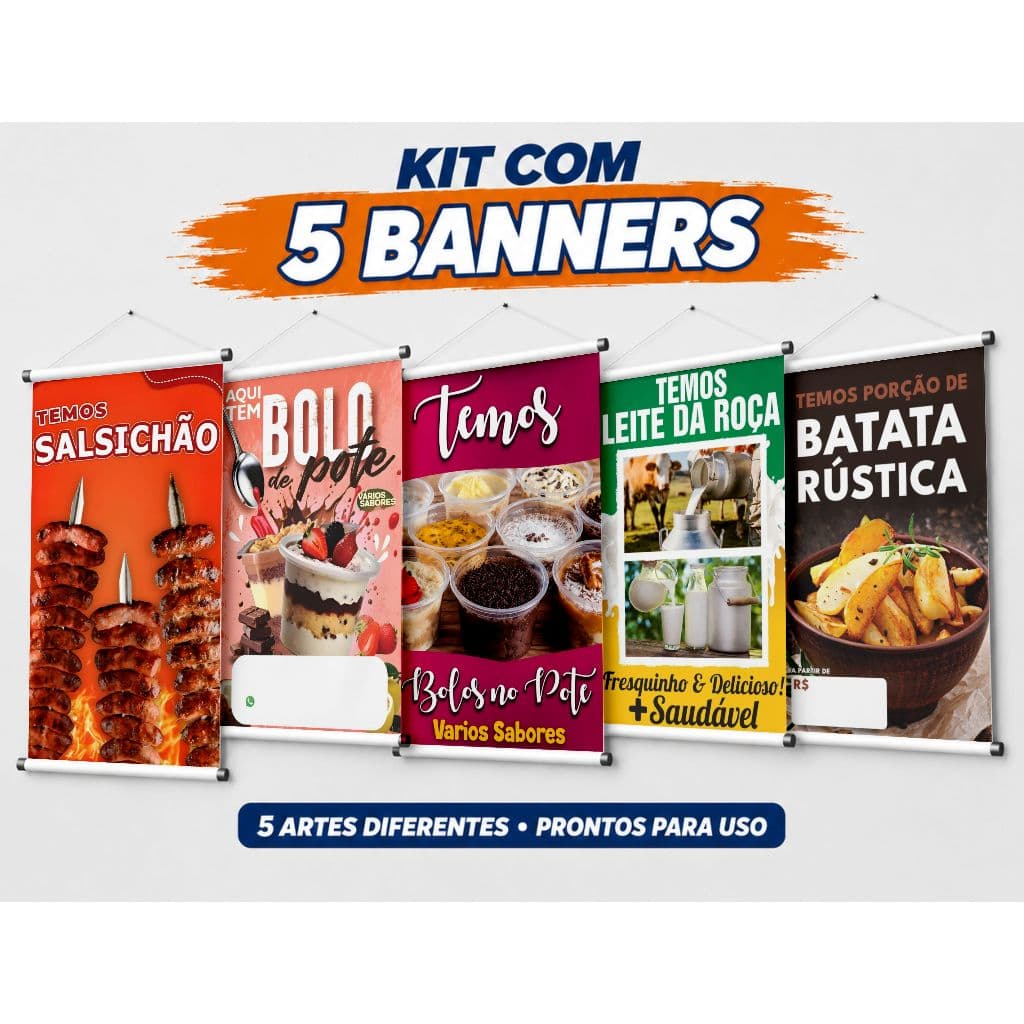 Kit com 5 Banners Comerciais – Artes Prontas para Impressão 11