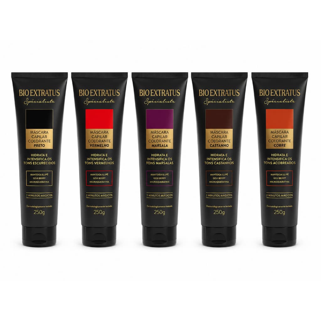 Máscara Capilar Colorante Bio Extratus Spécialiste 250g – Preto Castanho Cobre Marsala Vermelho