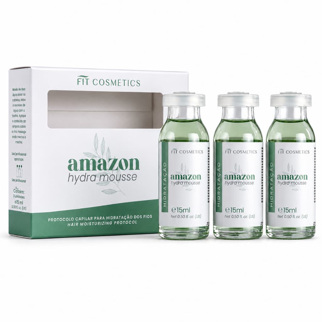 Kit Amazon Hydra Mousse Ampolas Hidratação 3x15ml Fit Cosmetics