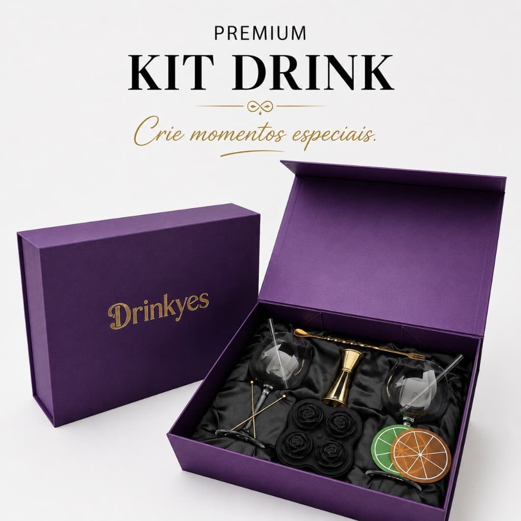 Kit Presente Gin Tônica e Aperol Taças de Cristal Dosador Colher | Caixa Presente Aniversario Mãe Namorada Amiga Mulher