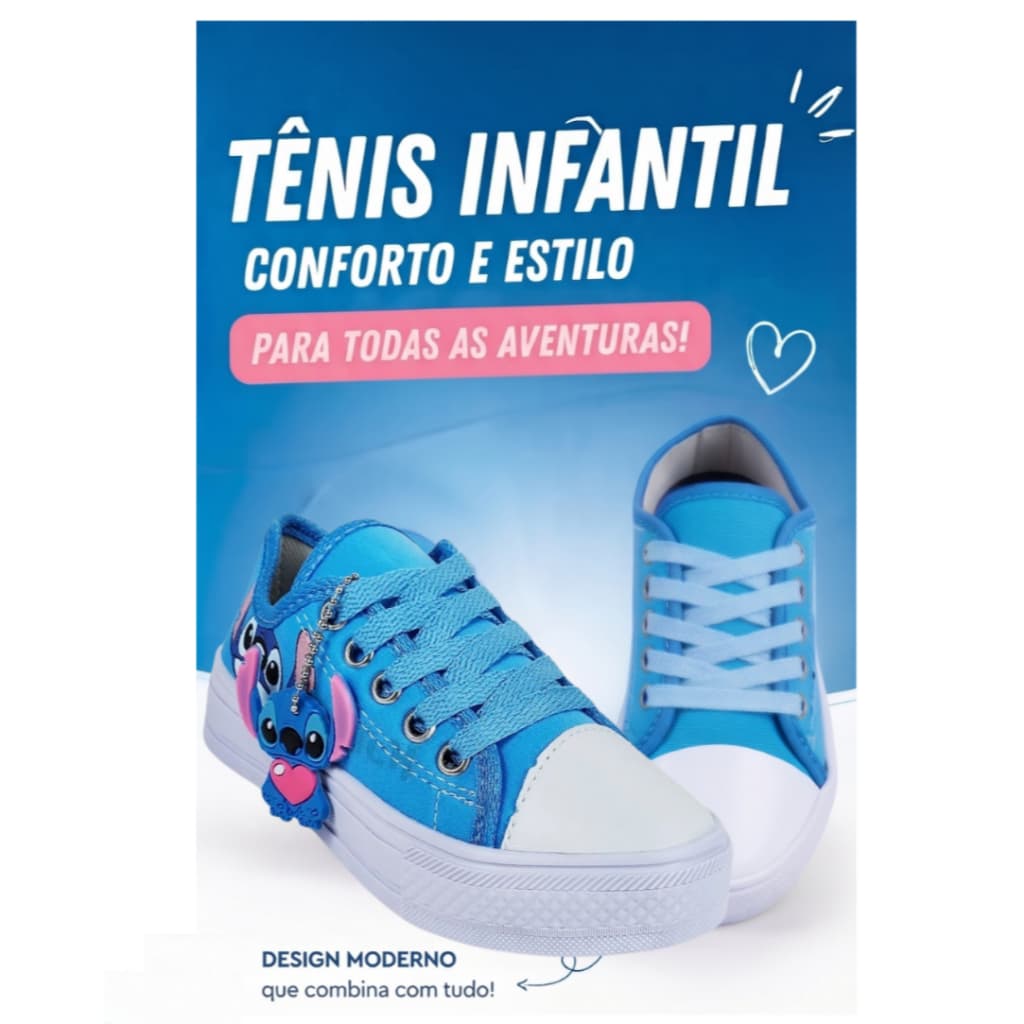 Tênis Infantil Azul, Antiderrapante, Conforto Diário (numeração 26 ao 33)