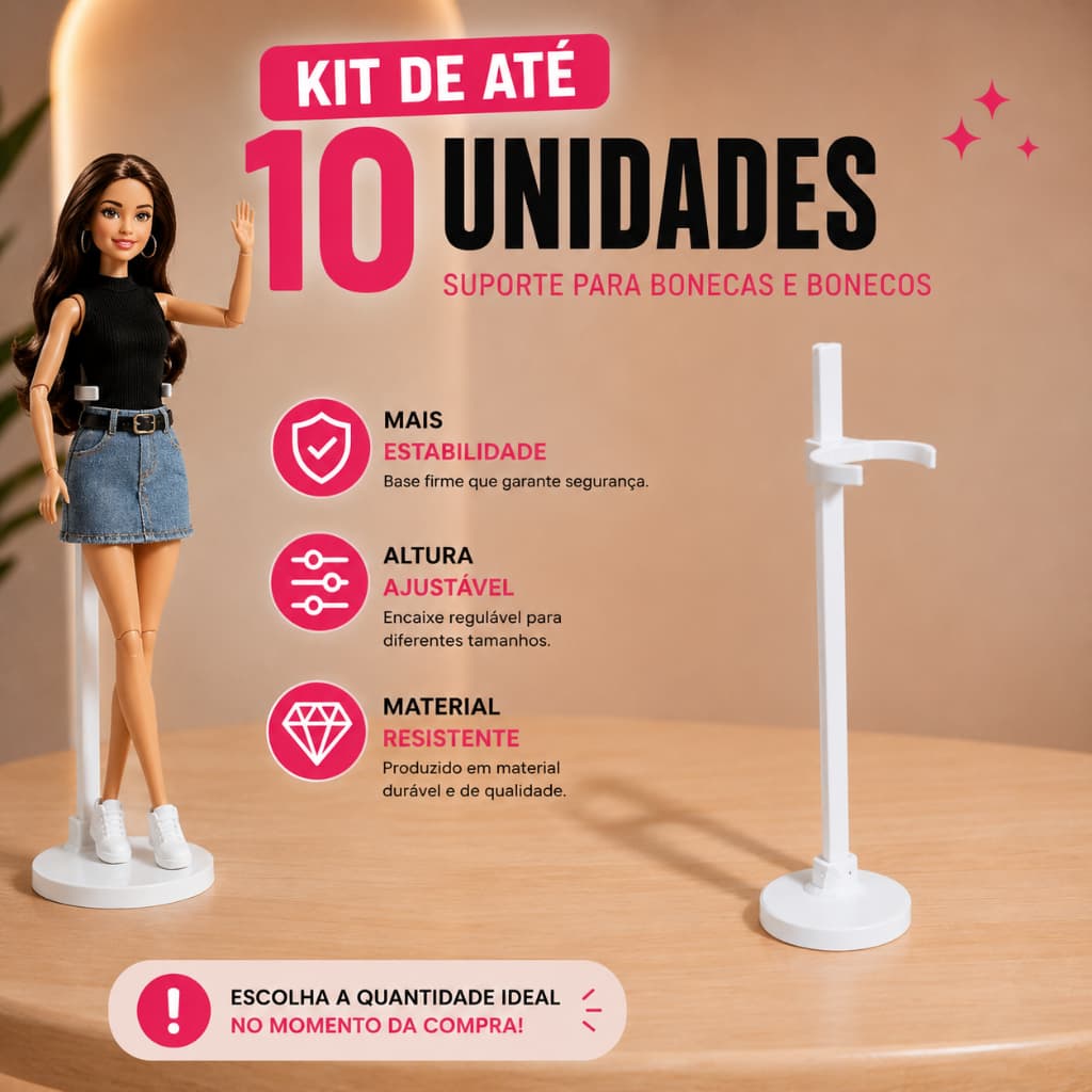 Kit De Suportes Pedestal Para Bonecas E Bonecos Expositor Ajustável
