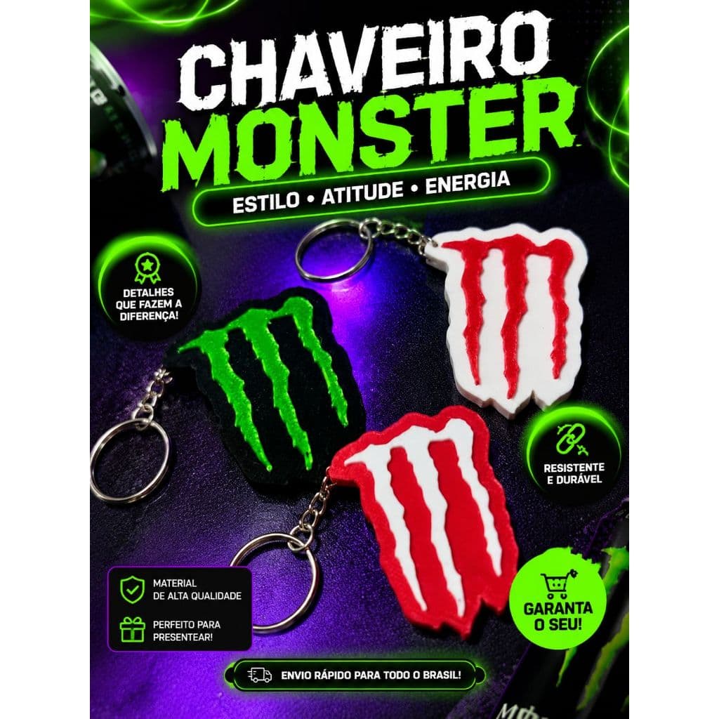 CHAVEIRO ABRIDOR DE LATAS MONSTER 3D