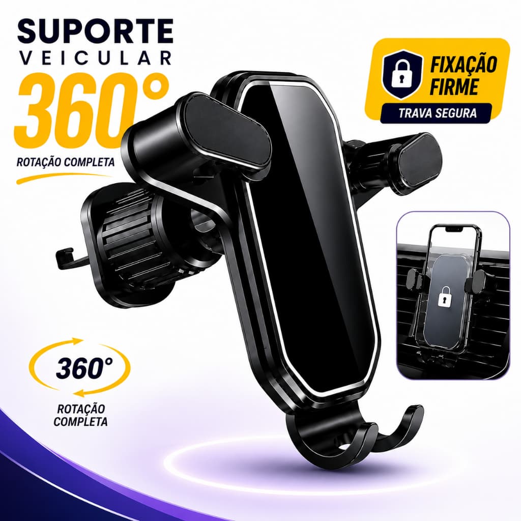 Suporte de Celular Carro 360º Giratório Universal veicular Ventilacao Ar Condicionado Veicular