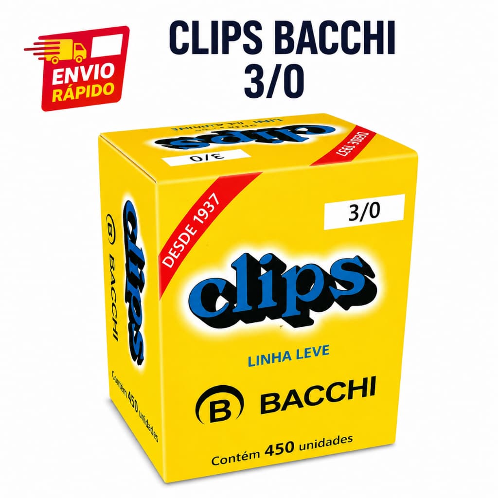 Clips Bacchi 3/0 Caixa c/ 450 unidades.