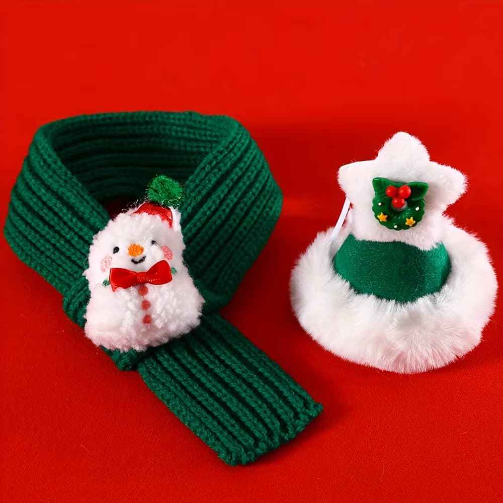 Chapéu Gorro e Cachecol de Natal para Cães e Gatos Fantasia de Natal