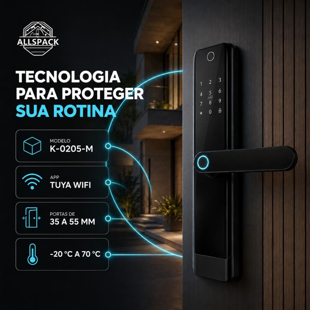 Fechadura Digital Inteligente Biometria Senha Wifi Tuya Allspack