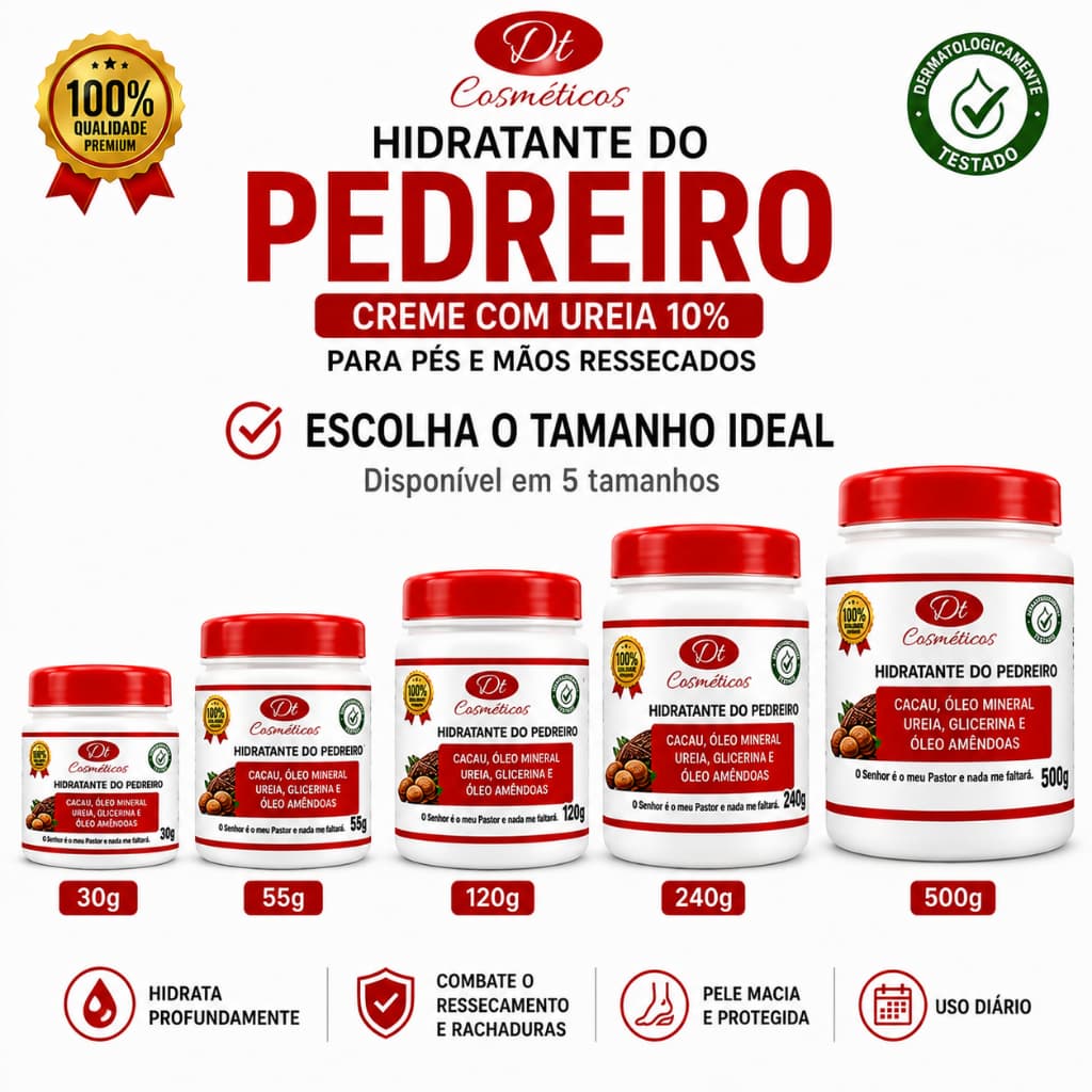 Hidratante do Pedreiro com Ureia para Pés e Mãos Ressecados