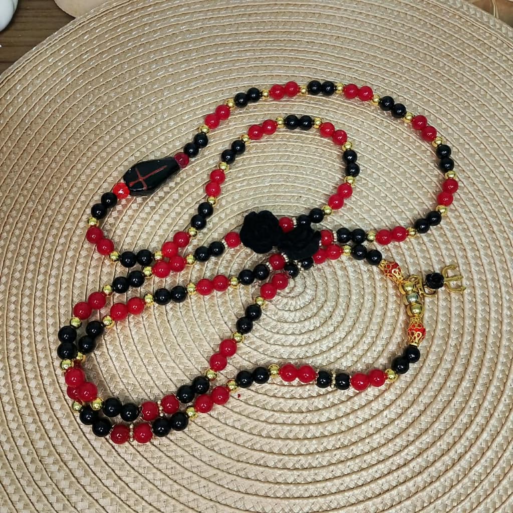 📿Guia de Pombagira Artesanal | Pingente Tridente Rosa Aveludada | Umbanda | Guia Religiosa Premium | Ritas do Axé