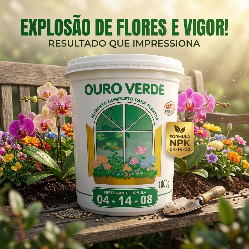 Fertilizante Ouro Verde NPK 04-14-08 1kg Granulado Alimento Completo para suas plantas Adubo