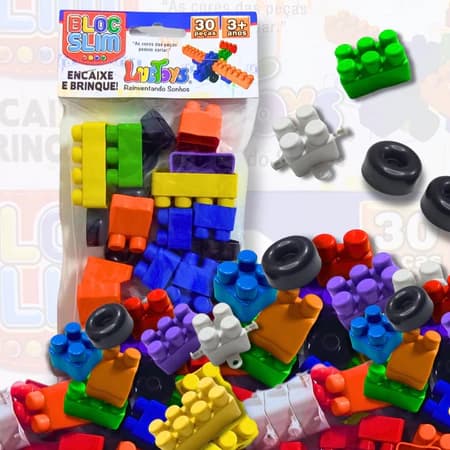 Bloco de Montar Infantil Bloc Slim 30 Peças – Brinquedo de Encaixe