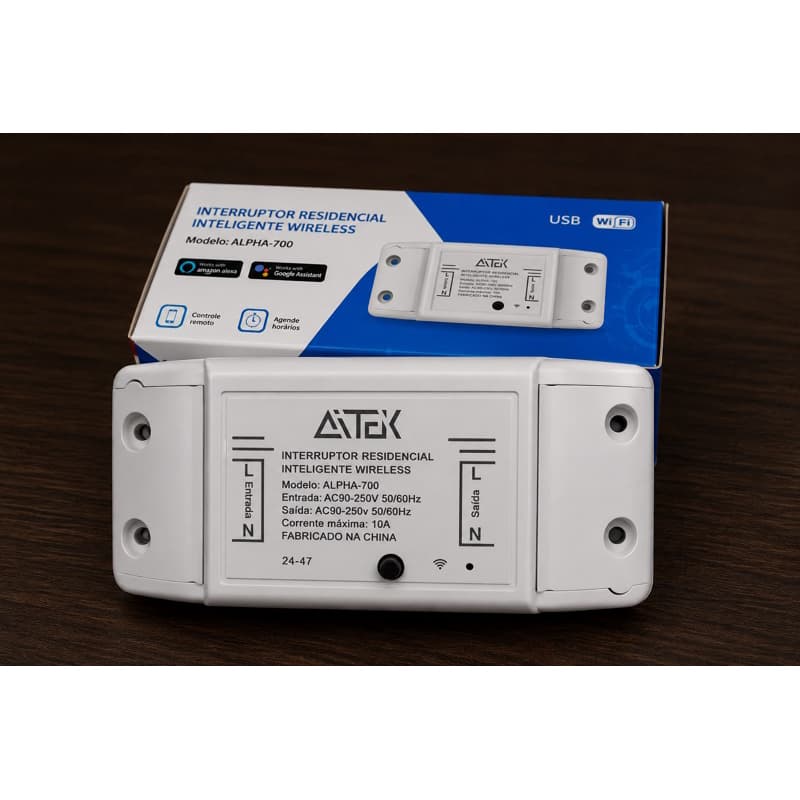 Interruptor Inteligente Wi-Fi Aitek Alpha-700 10A Bivolt Alexa Google Assistente