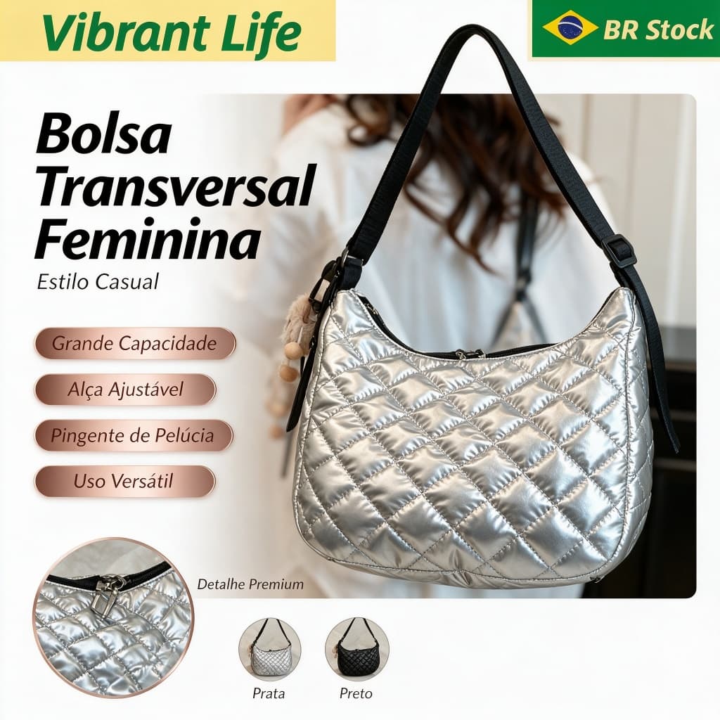 Nova Bolsa Transversal Feminina, Ombro, Tote com Pingente de Pelúcia, Estilo Casual, Grande Capacidade para Comutação