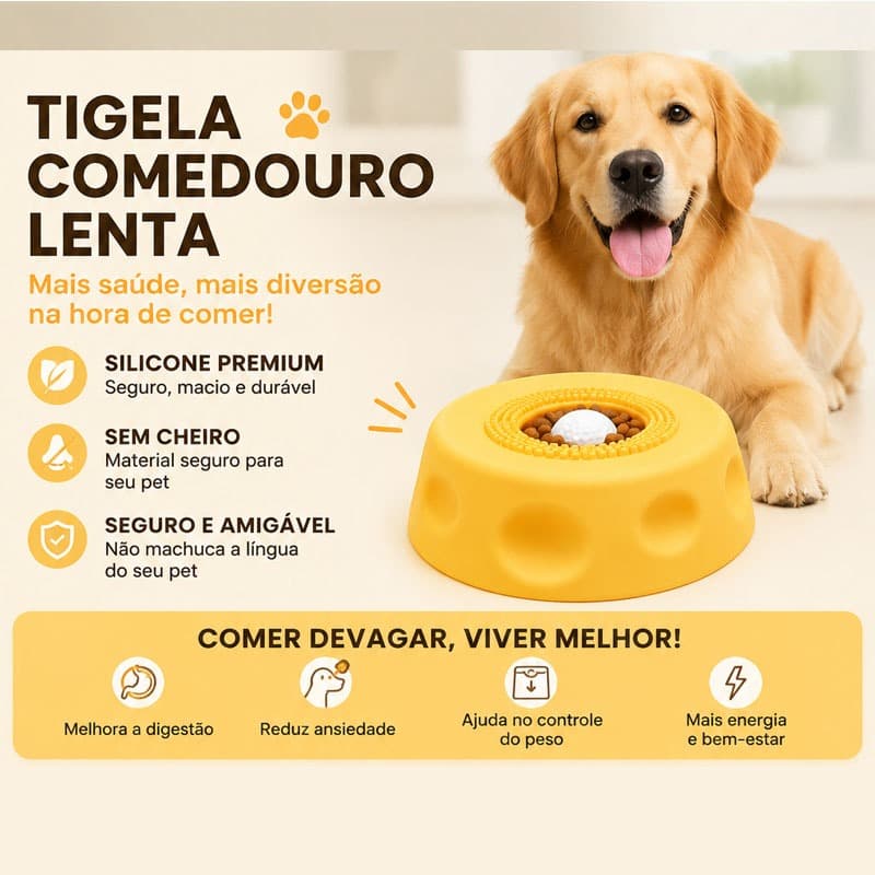 `Comedouro Lento Interativo Silicone para Cães e Gatos Antiderrapante Brinquedo Alimentador`  >