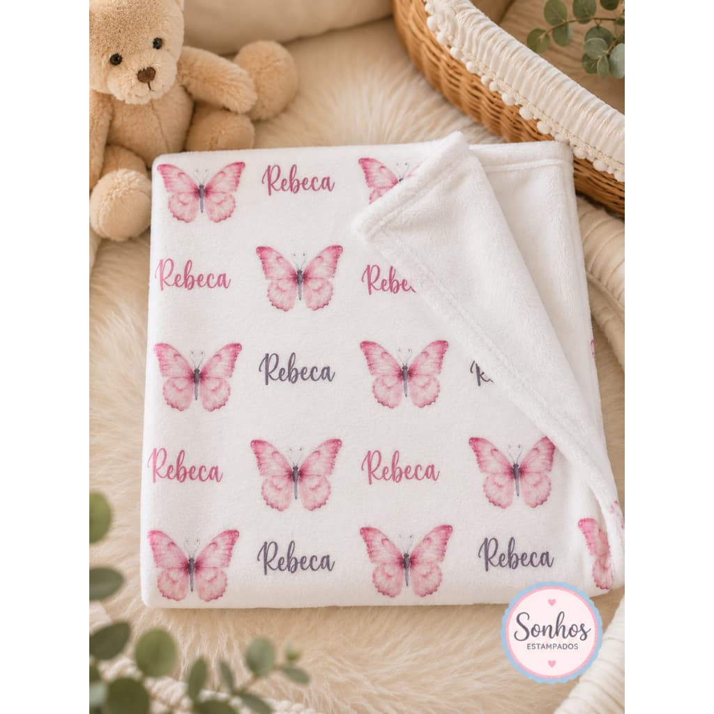 Manta  Personalizada com Nome do Bebê Personagens Mantinha e Cobertinha