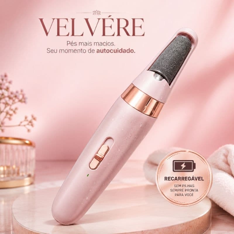 VELVÉRE Lixa Elétrica para Pés Recarregável USB Removedor de Calos e Pele Ressecada à Prova d’Água