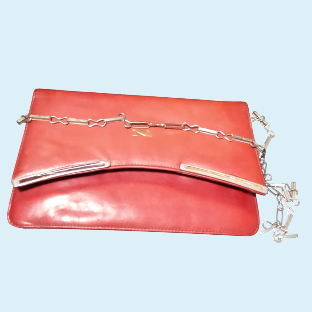 Bolsa usada de brechó vermelha tiracolo vintage bolsa antiga antiguidade bolsa vintage