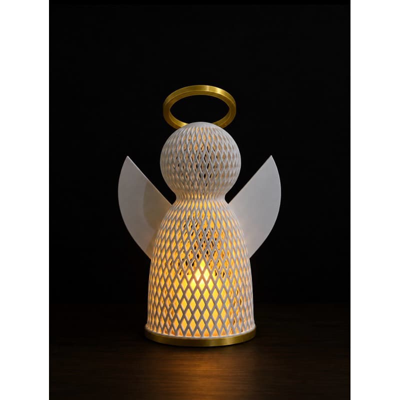Anjo Iluminado Decorativo – Luminária Anjo Natalina com Halo Dourado
