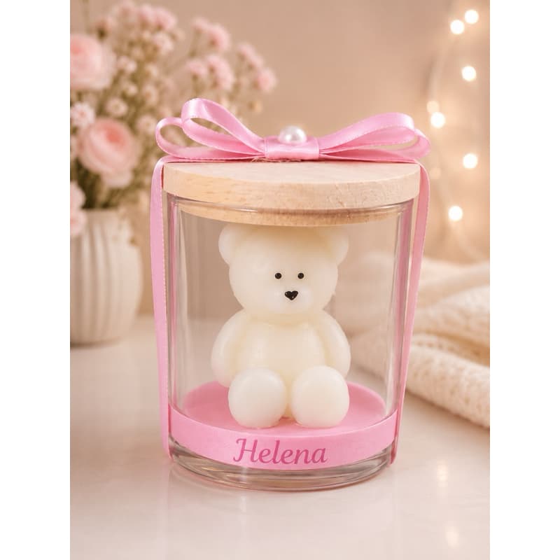 Ursinho vela aromatica personalizada no vidro | Vela Aromática | Chá de Bebê | Batizado