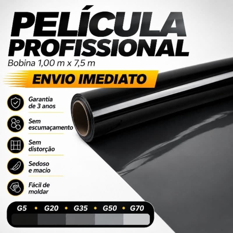 Película Profissional Automotiva 1,00m x 7,5m Insulfilm G5 G20 G35 G50 G70 com Garantia de 3 Anos