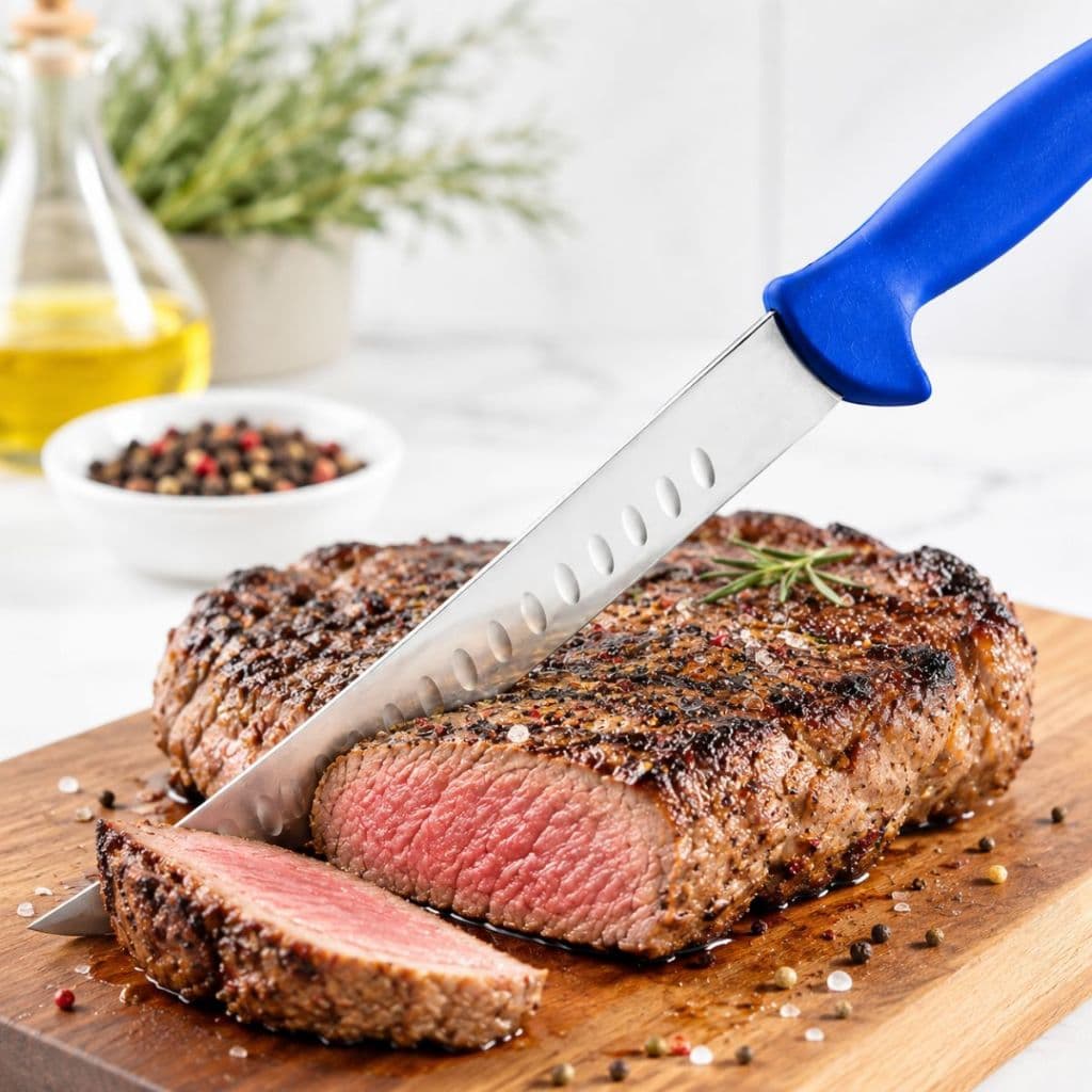 Faca Churrasco Artesanal Profissional Moderna Cabo Híbrido Lâmina Curvada Aço Inox Salt Bae Chef