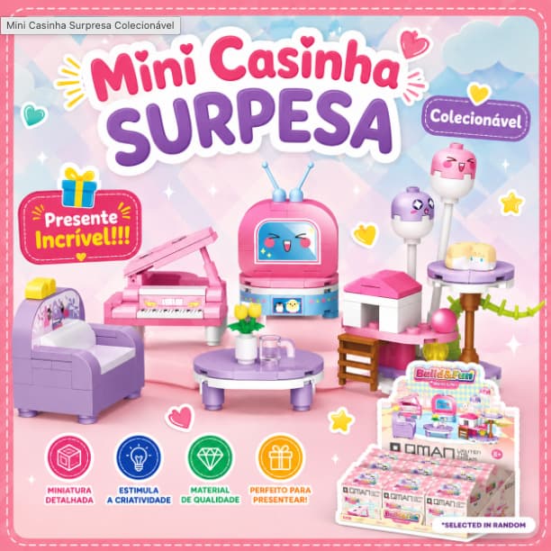 Miniatura Bloco de Montar Mini Casinha SURPRESA Colecionável Brinquedo de Menina Presente Incrível 8 Anos