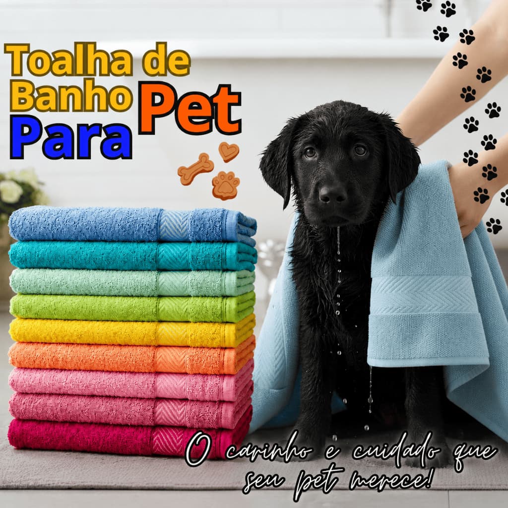 Kit 10 ou 05 Toalha de Banho para Pets/Petshop Toque e Maciez 100% Algodão Carinho e Conforto
