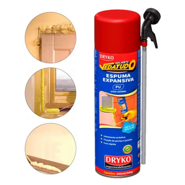 Espuma Expansiva 500ml Poliuretano Fácil Uso Geral - Dryko Selante Vedatudo
