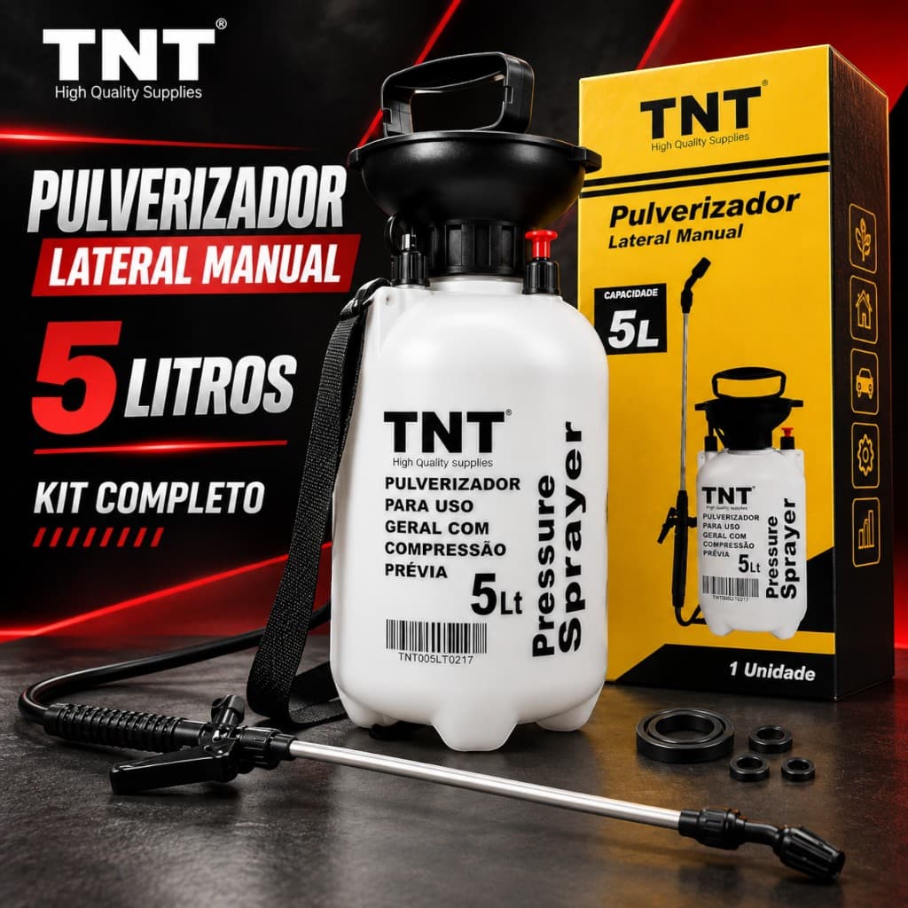 Pulverizador Manual TNT 5L Compressão Prévia Aplicar Veneno, Inseticida, Regar Plantas, Jardim