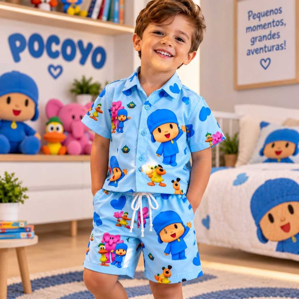 Conjunto Menino Mauricinho Temático Pocoyo Azul (AC)