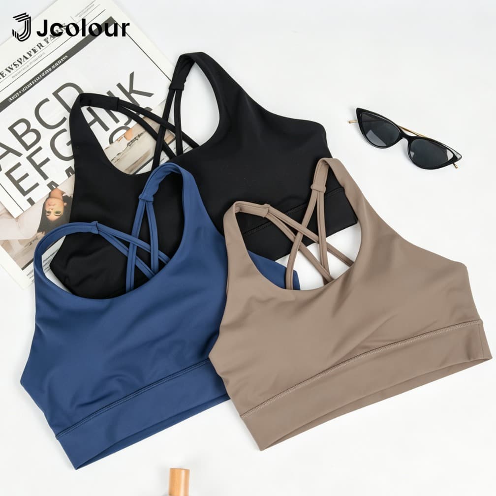 Top Sutiã sem pescoço feminino decotado sutiã esportes para fitness ioga corrida P M G Jcolour