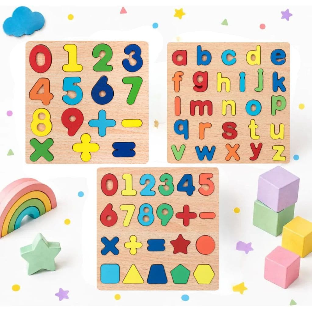 Brinquedo Educativo Placas Madeira Numeros Letras Alfabeto