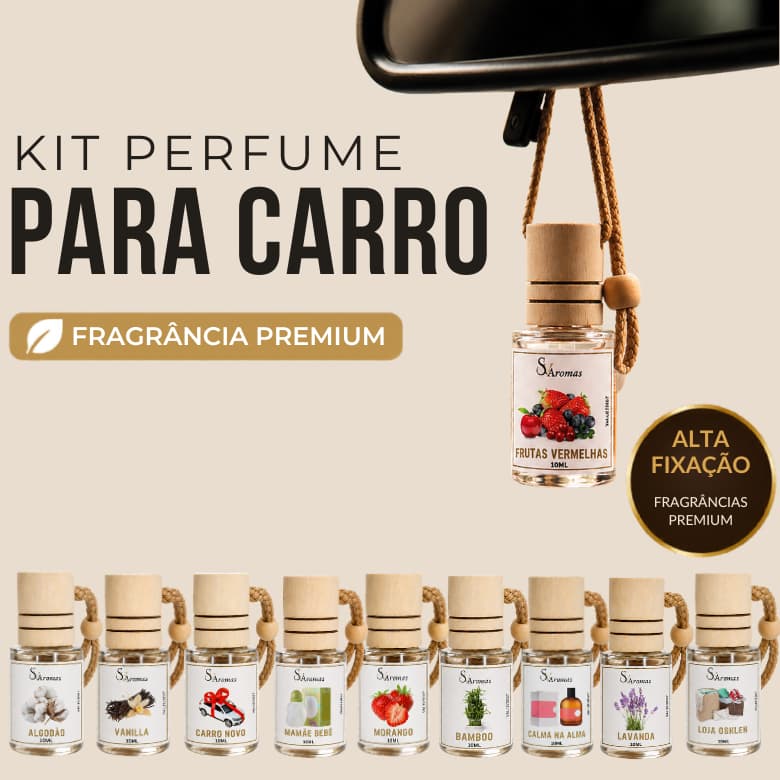 Kit Cheirinho de Carro, Perfume para Carro, Aromatizador Carro, Essência - sv aromas