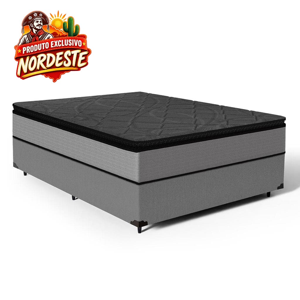 Cama Box com Colchão de Molas Ensacadas Pillow Top UmaFlex Vitta Casal 138cm