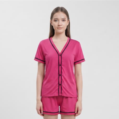 Pijama Feminino Blogueirinha curto adulto sem gola aberto na frente com botões pós cirúrgico verão Pijama blogueirinha