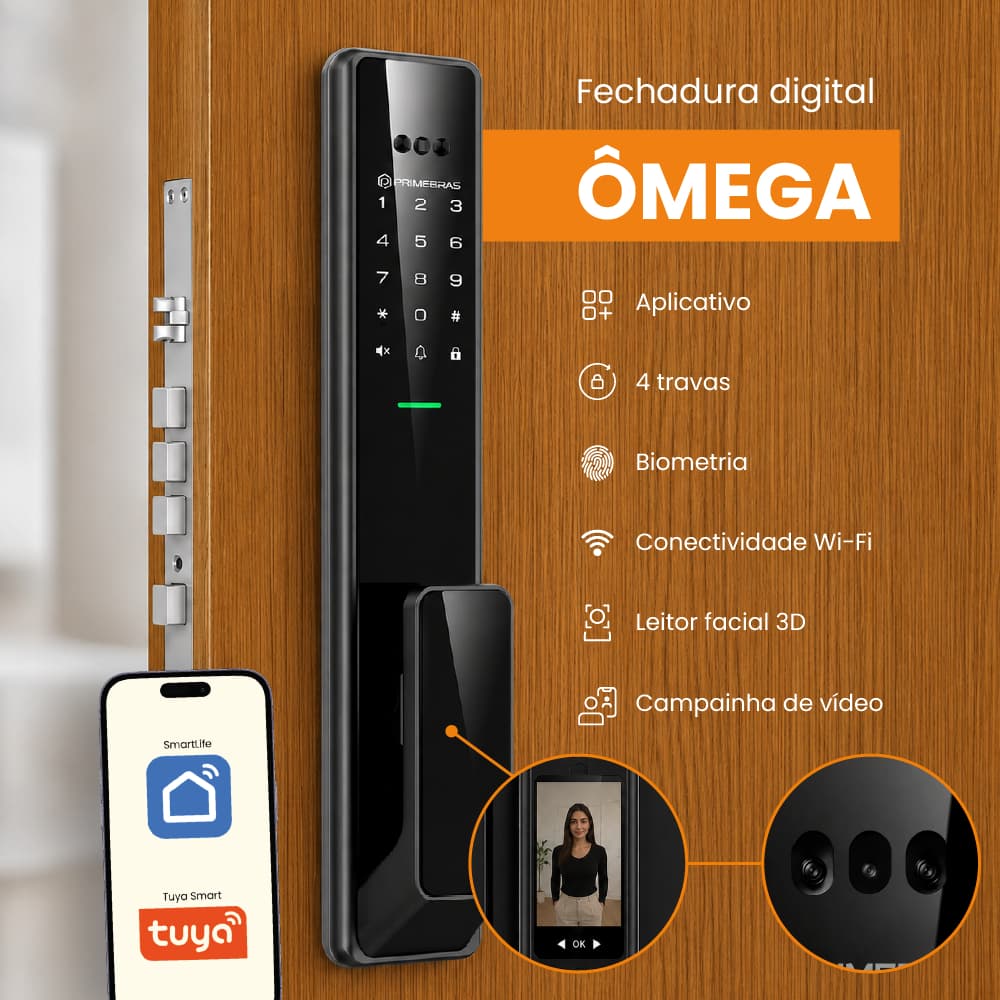 Fechadura Digital Com Reconhecimento Facial Kuanttum Omega