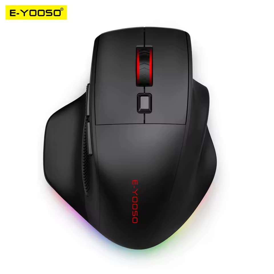 Mouse Gamer E-YOOSO X-54 USB com Suporte Bluetooth 2.4G Sem Fio e Com Fio, Grande, SG205, 12800 DPI para Computador