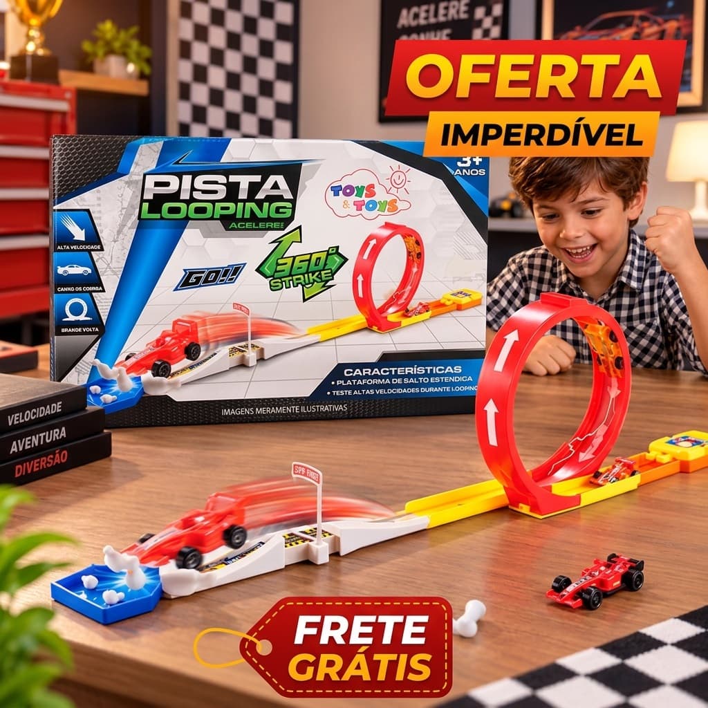 Pista Corrida Looping 360 Graus Com Carrinho Brinquedo Infantil Completo Acessórios