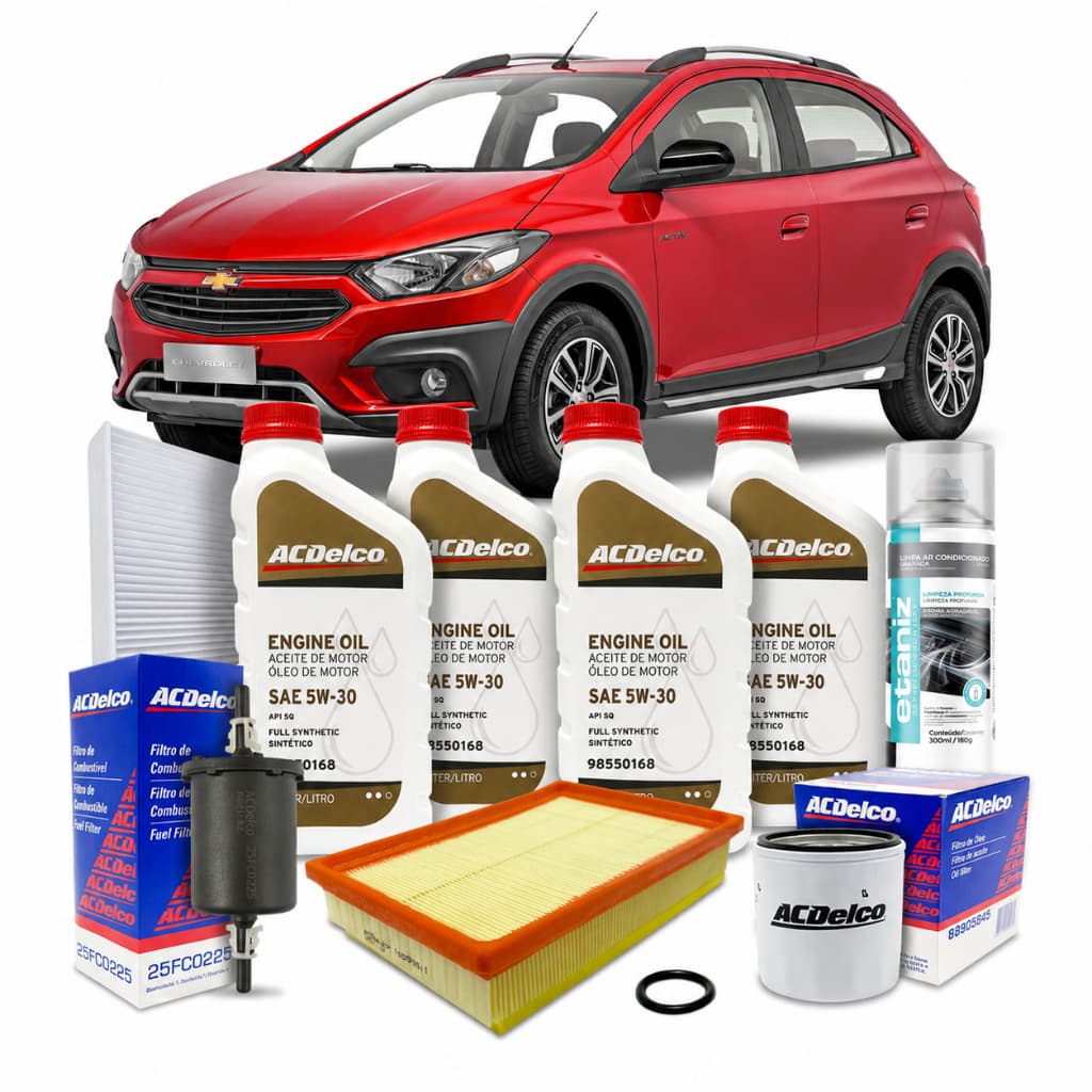 Kit Revisão Troca De Óleo Ac Delco 5w30 100% Sintético Chevrolet Onix 1.0 1.4 2013 2014 2015 2016