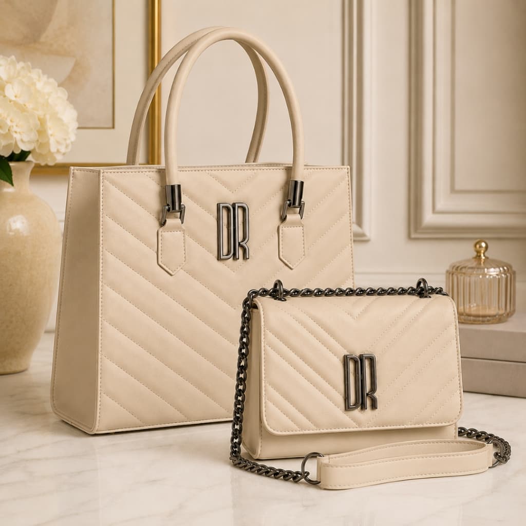 Kit Bolsa Feminina 2 Peças Média Alça Tiracolo de Ombro Com Bolso + Pequena Alça Corrente Moderna