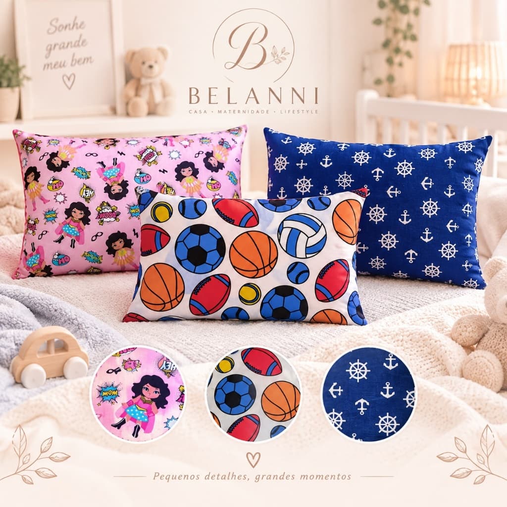 Travesseiro Para Bebe 30x40 Travesseiro Infantil Mini Fofo Macio