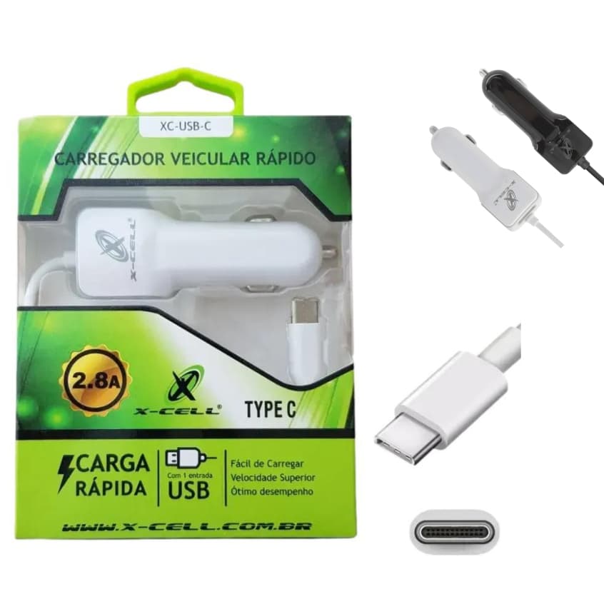 Carregador Veicular Carga Rápida USB Tipo C 5V  2.5A: USB-C