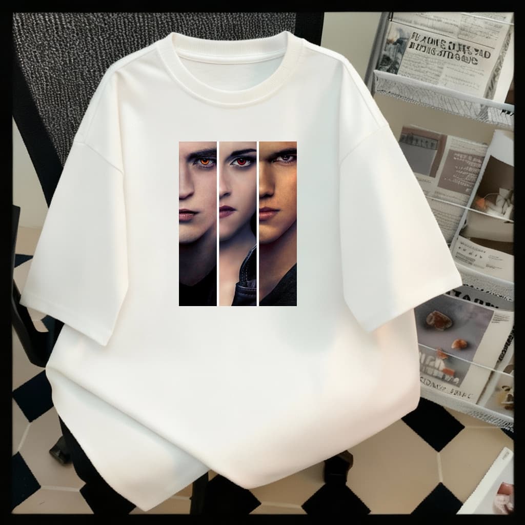 Camiseta tshirt algodao crepusculo twilight personagens jacob bella edward cullen filme cinema 2026