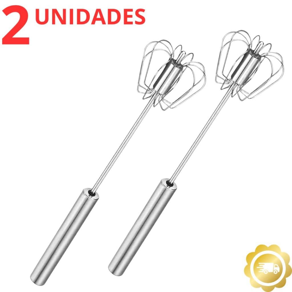 Batedor Giratório Manual 2 Un Aço Inoxidável Não Elétrico Fácil Limpeza