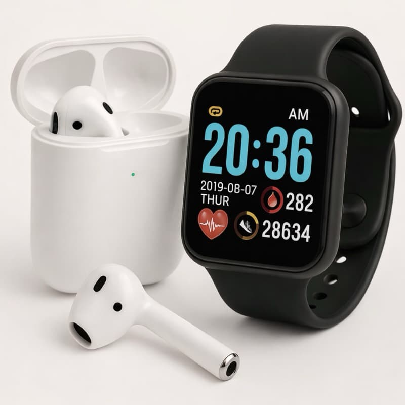 Relógio Smartwatch D20 Y68 Coloca Foto na Tela+ Fone de Ouvido sem Fio I11 Bluetooth 5.3